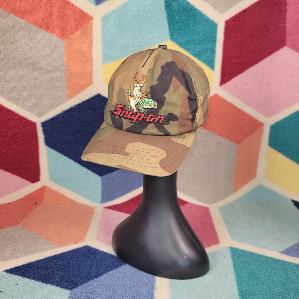 Vintage Snap-on Tools New Era Camo Hat Deer Duck Fish Snapback Made in USA Cap